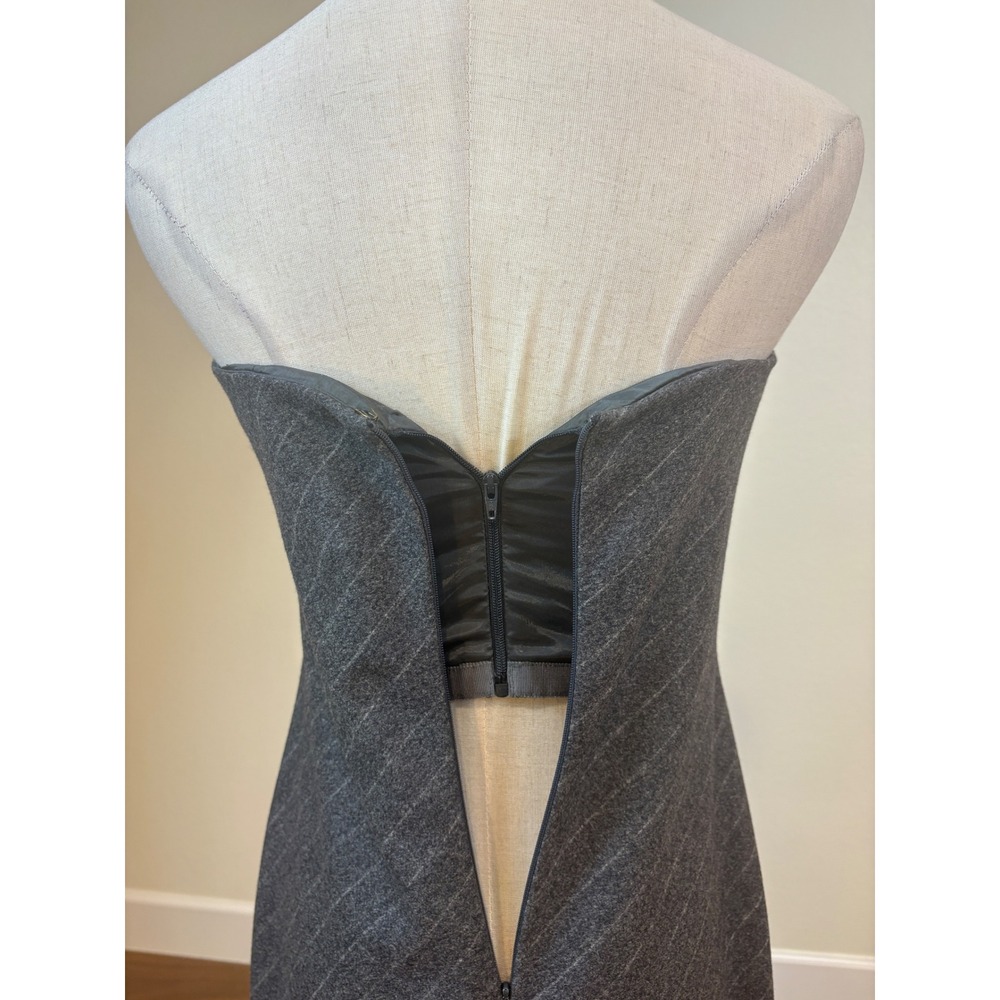 vtg Ralph Lauren Dress Black Label S Pinstripe wool blend Strapless Minimalist - Picture 6 of 10